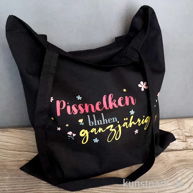 Artikelbild 2 des Artikels “Baumwolltasche, Schwarz, Bedruckt, Design, Pissnelken “