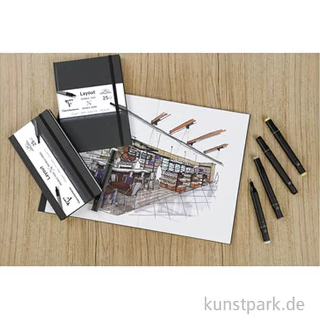Artikelbild 2 des Artikels “Clairefontaine Layout Skizzenbuch doppelseitig, 220g, 11 x 22 cm “