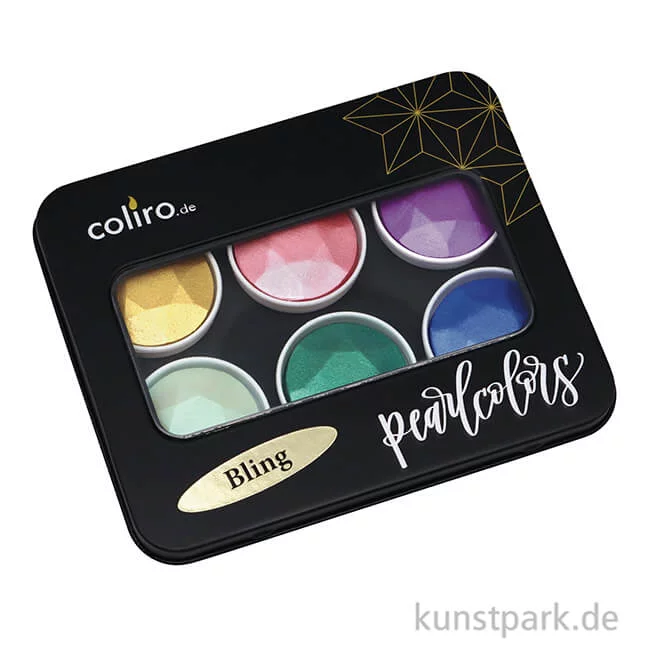 Artikelbild 2 des Artikels “COLIRO Pearl Colors - 6 Perlglanzfarben im Metallkasten, Bling “