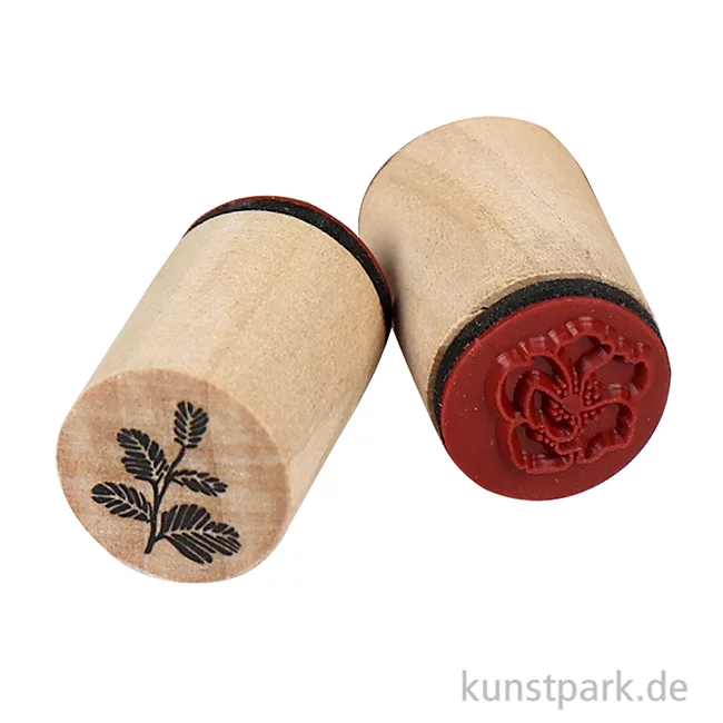 Artikelbild 2 des Artikels “Deco Art Stempel - Blumen und Blätter, Holz, 20 mm, 15 Stück sortiert “