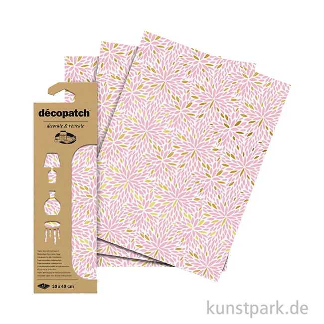 Artikelbild 2 des Artikels “DECOPATCH Papier 940 Blumen Gold-Rosa, 3 Stück “