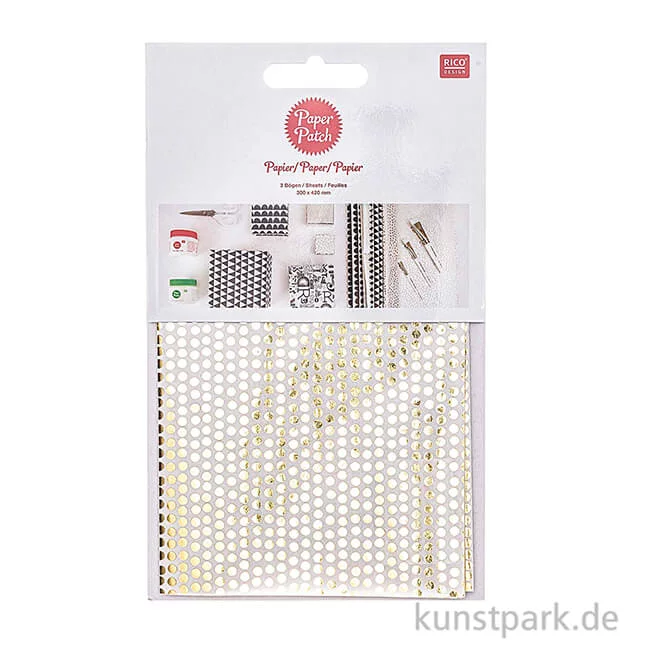 Artikelbild 2 des Artikels “Decoupage Papier - Metallisch Gold Punkte, 3 Stück “