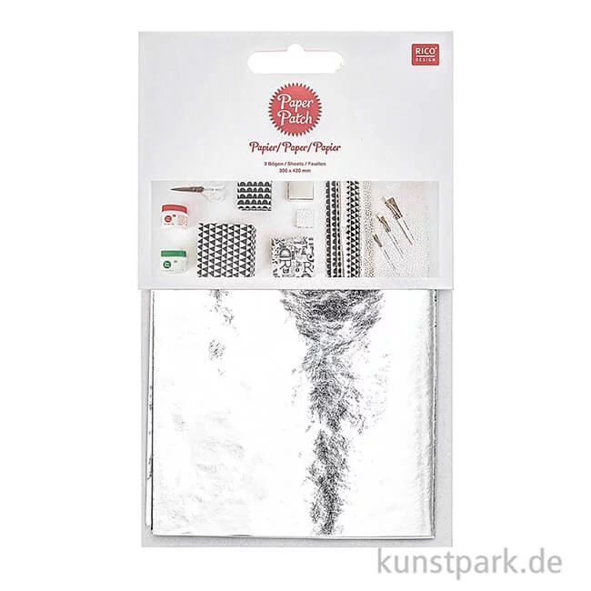 Artikelbild 2 des Artikels “Decoupage Papier - Metallisch Silber, 3 Stück “