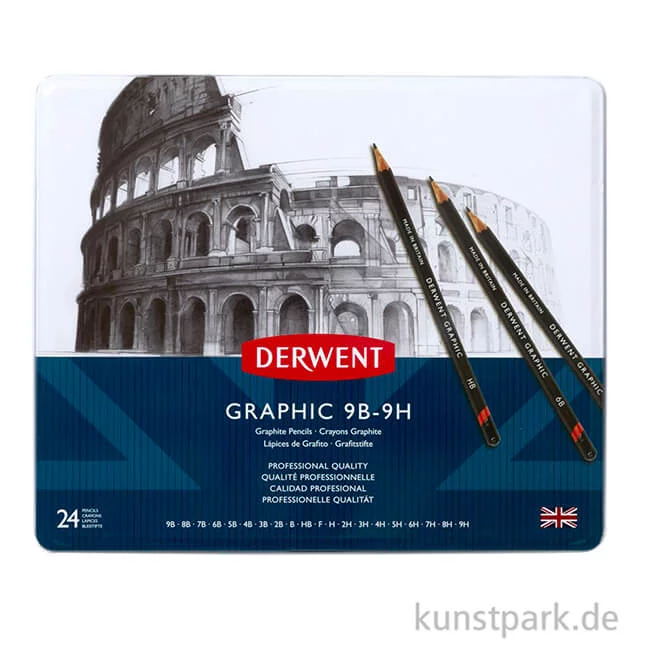 Artikelbild 2 des Artikels “Derwent GRAPHIC 24 Bleistifte im Metalletui, Härte 9B bis 9H “