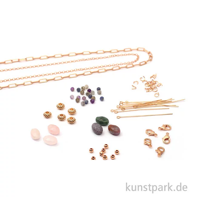 Artikelbild 2 des Artikels “DIY Schmuck Bastelset - Armbänder + Halsketten mit Steinen, Gold “