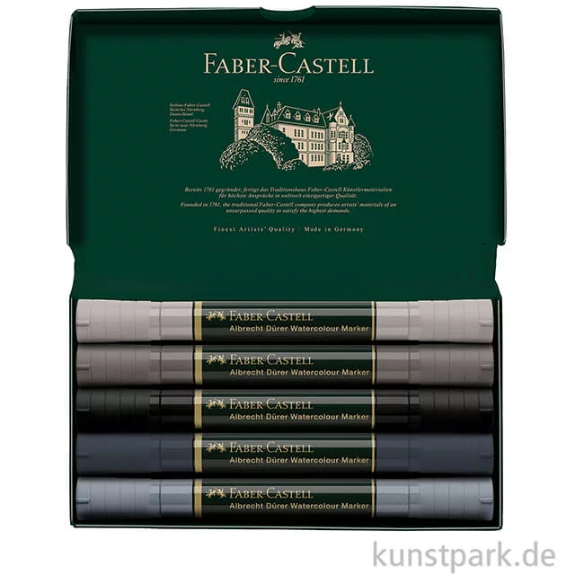 Artikelbild 2 des Artikels “Faber-Castell ALBRECHT DÜRER, 5 Aquarellmarker als Grautöne-Set “
