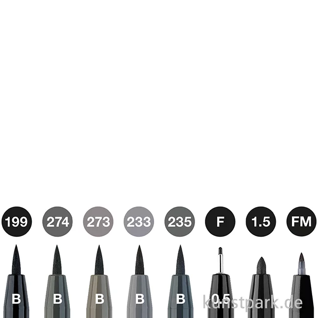 Artikelbild 2 des Artikels “Faber-Castell PITT Artist Pen Brush - 8er Set - Schwarz & Grau “