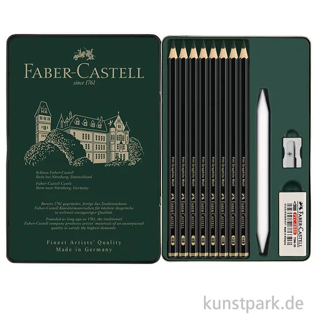 Artikelbild 2 des Artikels “Faber-Castell PITT Graphite Matt - 11er Set mit Zubehör im Metalletui “