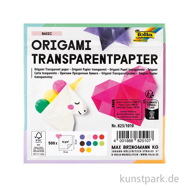 Artikelbild 2 des Artikels “Faltblätter aus Transparentpapier, 500 Blatt, 42g - farbig sortiert “