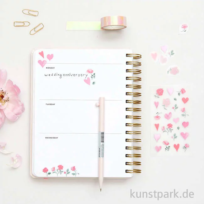 Artikelbild 2 des Artikels “Foliensticker - La Vie en Rose, Herzen + Blumen, 4 Bögen “