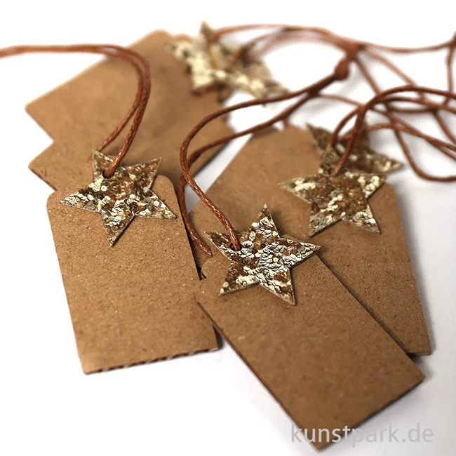 Artikelbild 2 des Artikels “Geschenkanhänger aus Karton mit Stern, Gold, 4,5 x 2,5 cm, 6 Stück “
