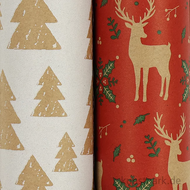 Artikelbild 2 des Artikels “Geschenkpapier Set mit Zubehör - Classic, Kraft & Rot “