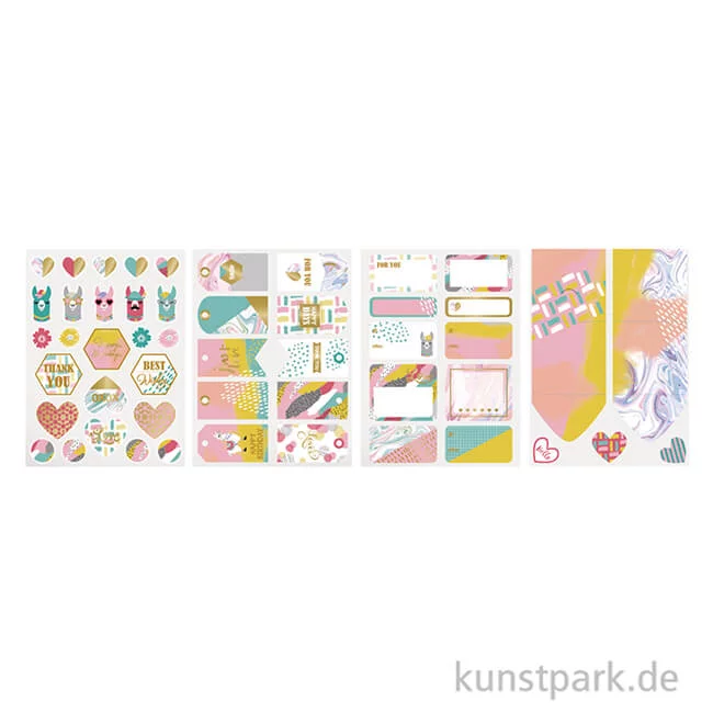 Artikelbild 2 des Artikels “Geschenkverpackung Set - Lama mit Tags, Stickern & Kuverts, 12 Bogen “