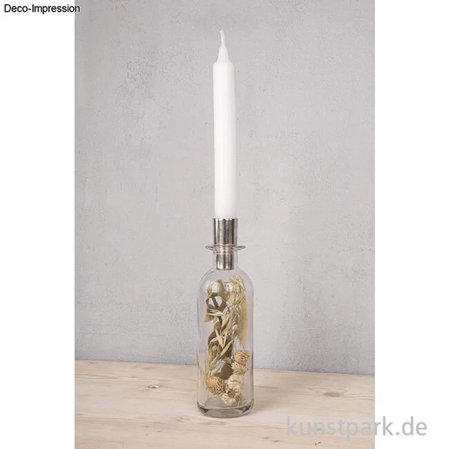 Artikelbild 2 des Artikels “Glasvase mit Trockenblumen + Kerzenhalter für Stabkerze, 5,5 x 18,5 cm “