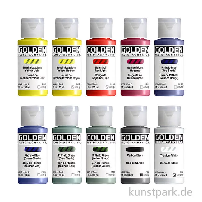 Artikelbild 2 des Artikels “GOLDEN Fluid Acryl - Mixing Set, 10 x 30 ml “