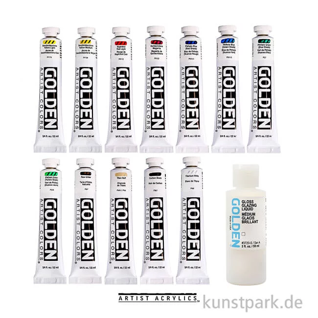Artikelbild 2 des Artikels “GOLDEN Heavy Body Acryl - Mixing Set, 12 x 22 ml + Glazing Liquid “