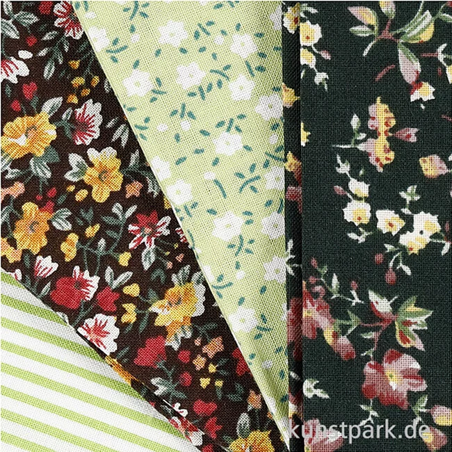 Artikelbild 2 des Artikels “Grüner Patchwork-Stoff im Set, Größe 45x55 cm, 4 Stück “