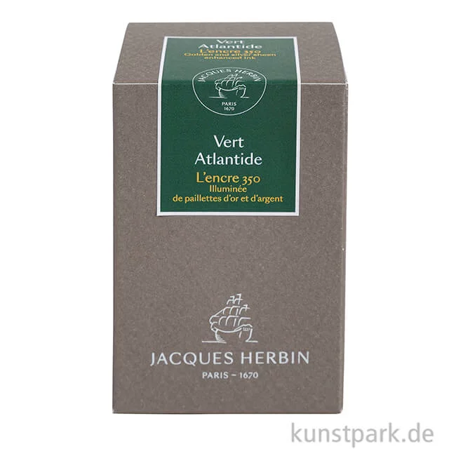 Artikelbild 2 des Artikels “HERBIN Tinte 350 mit Gold- und Silberschimmer - Vert Atlantide, 50 ml “