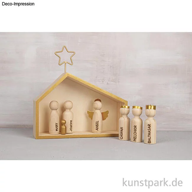Artikelbild 2 des Artikels “Holz Krippe mit Figuren, Natur, 22 x 5,6 x 21,5 cm, 9-teilig “