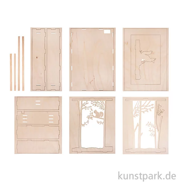 Artikelbild 2 des Artikels “Holzbausatz 3D-Motivrahmen - Wald, 20x30x6,6 cm, 15-teilig “