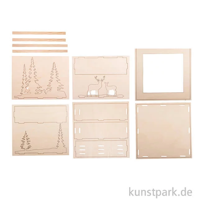 Artikelbild 2 des Artikels “Holzbausatz 3D-Motivrahmen - Winterland, 20x20x6,6 cm, 14-teilig “