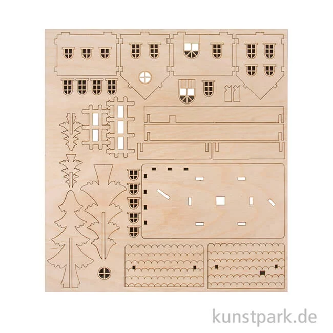 Artikelbild 2 des Artikels “Holzbausatz für 1 Häuschen, 17,5x9,4x14 cm, 30-teilig “
