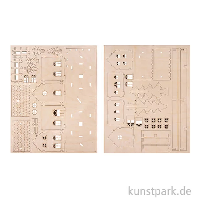 Artikelbild 2 des Artikels “Holzbausatz für 2 Häuschen, 31,7x9,4x14 cm, 52-teilig “