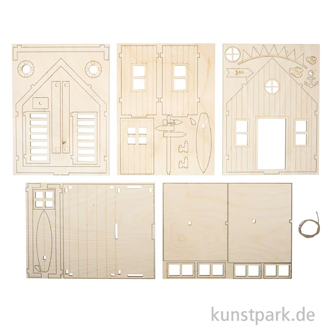 Artikelbild 2 des Artikels “Holzbausatz Strandhaus, Natur, 13,5 x 13 x 18 cm, 36-teilig “