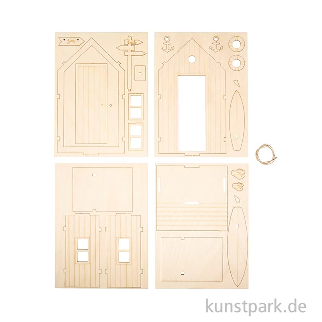 Artikelbild 2 des Artikels “Holzbausatz Strandkabine, Natur, 10,5 x 9,6 x 17,3 cm, 24-teilig “