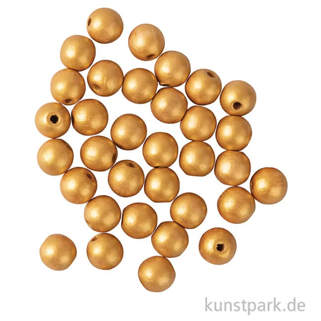 Artikelbild 2 des Artikels “Holzperlen, Gold, matt, 10 mm, 35 Stück “