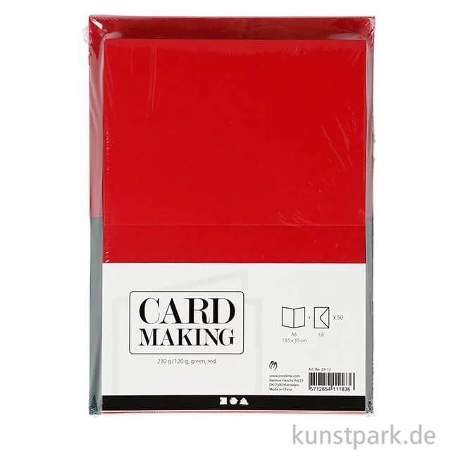 Artikelbild 2 des Artikels “Karten und Kuverts - Grün-Rot, 10,5x15 cm, 50 Sets sortiert “