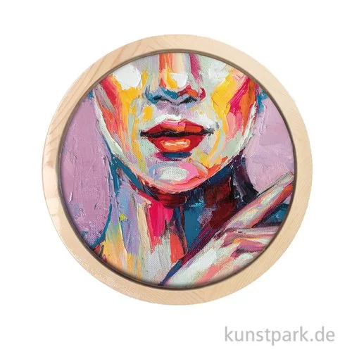 Artikelbild 2 des Artikels “Keilrahmen mit Leinwand + Bilderrahmen, Rund, Naturholz “
