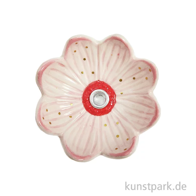 Artikelbild 2 des Artikels “Kerzenhalter Blüte, Keramik, Rosa, Gold, 4,4 x 9 x 9 cm “