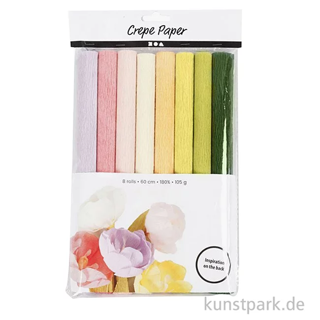 Artikelbild 2 des Artikels “Krepppapier in Pastellfarben als Set mit 8 Farben, 25x60 cm, 105 g “