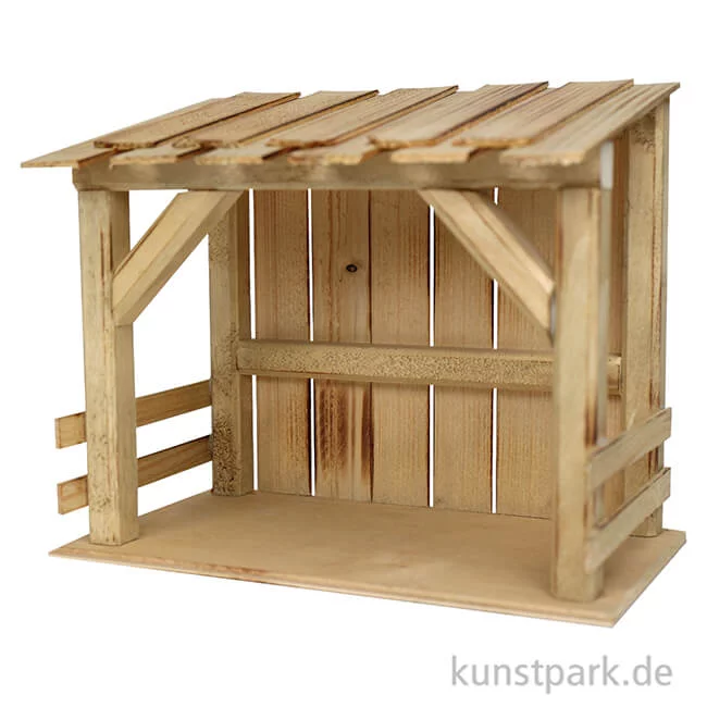 Artikelbild 2 des Artikels “Krippenstall für 9-11 cm Figuren, Holz, 22 x 13 x 19 cm “