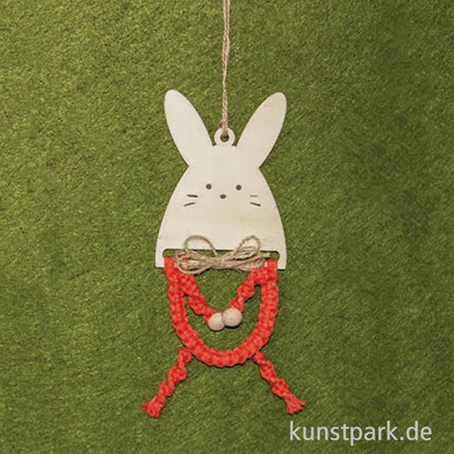 Artikelbild 2 des Artikels “Makramee-Anhänger, Holz, Natur, Hase, 8,7 x 6,5 x 0,4 cm “