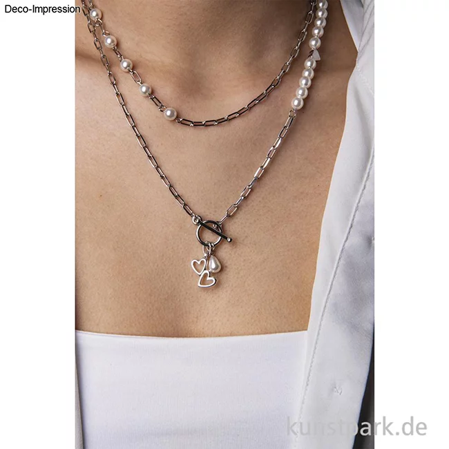 Artikelbild 2 des Artikels “Metall Charms Herzen, Silber, 11x16+10x18 mm, Ring 5 mm, 2 Stück “