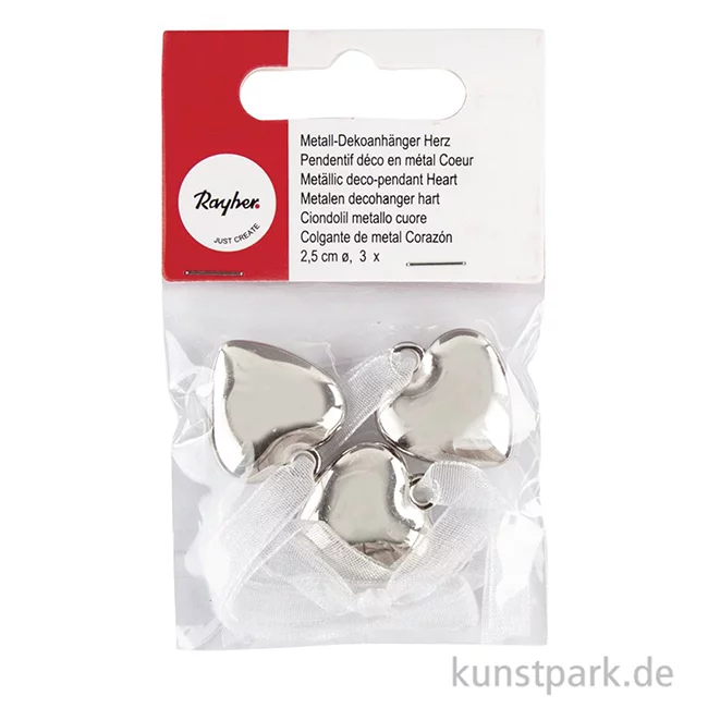 Artikelbild 2 des Artikels “Metall-Dekoanhänger Herz, Silber, 2,5 cm, 3 Stück “
