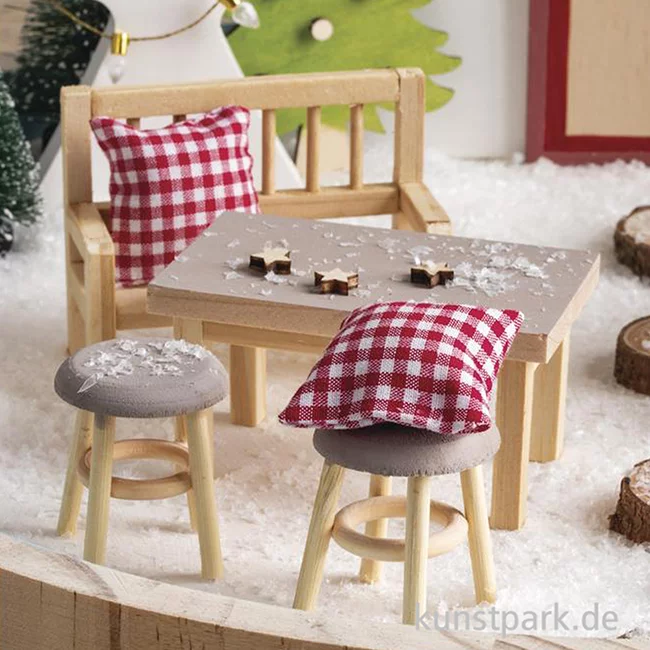 Artikelbild 2 des Artikels “Mini Holztisch mit 2 Hockern, Natur, 8 x 5 x 4,5 cm + 3,5 x 3,8 cm “