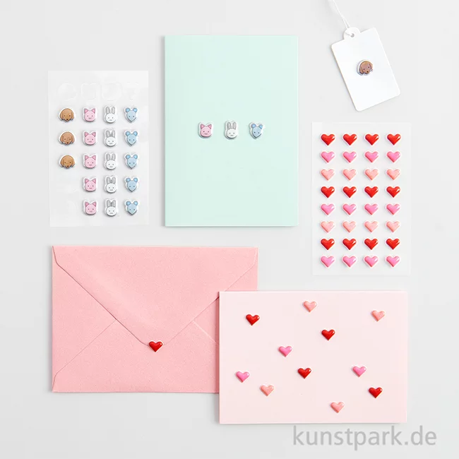 Artikelbild 2 des Artikels “Mini Puffy Sticker - Herzen, 1 Bogen, 6 x 10 cm “