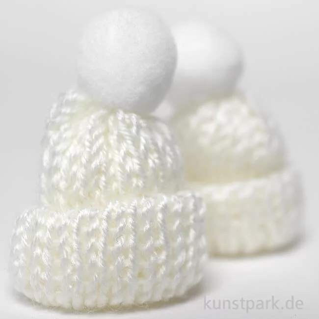 Artikelbild 2 des Artikels “Mini Strick-Mützen, Wollweiß, 4,5 cm, 2 Stück “