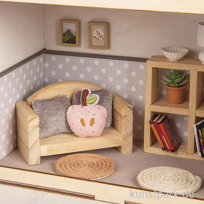 Artikelbild 2 des Artikels “Miniatur Deko Set, Apfelkissen + Blumenvase + Decke “