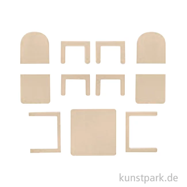 Artikelbild 2 des Artikels “Miniatur Holzbausatz - Esszimmer Set, Tisch + 2 Stühle, 9 x 8 cm “