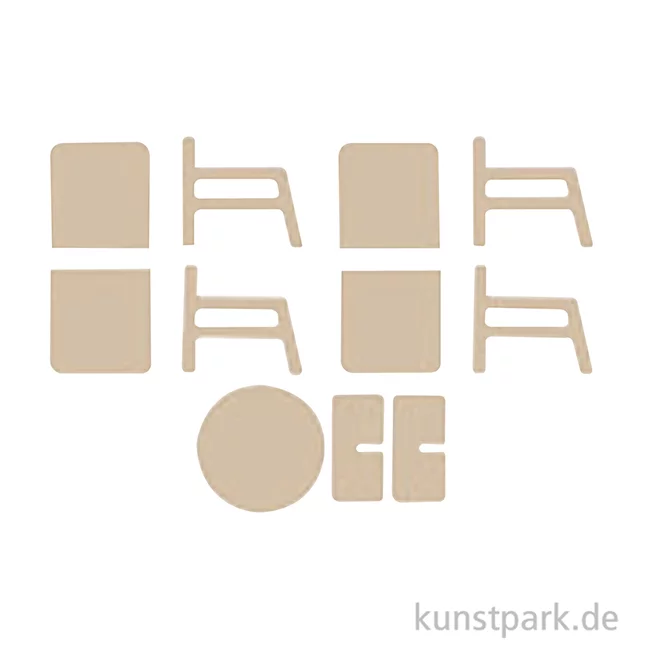 Artikelbild 2 des Artikels “Miniatur Holzbausatz - Wohnzimmer Set, Tisch + 2 Sessel, 9 x 8 cm “