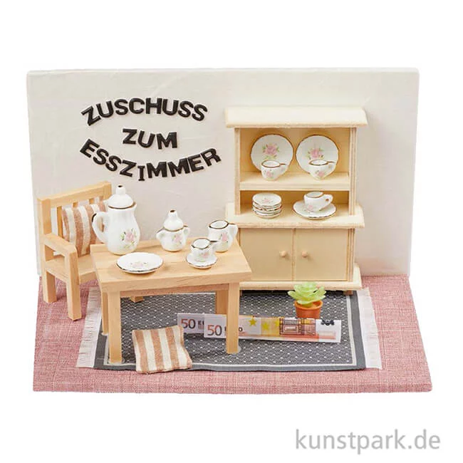 Artikelbild 2 des Artikels “Miniatur Kaffeeservice, Weiß-Rosa mit Goldrand, 1-3,5 cm, 15-teilig “
