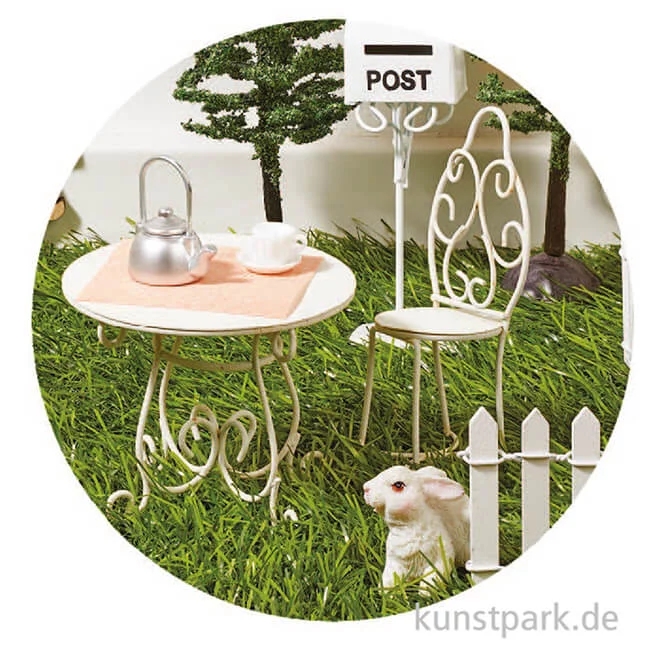 Artikelbild 2 des Artikels “Miniatur Sitzgruppe, Weiß, Metall, 5 - 9 cm “