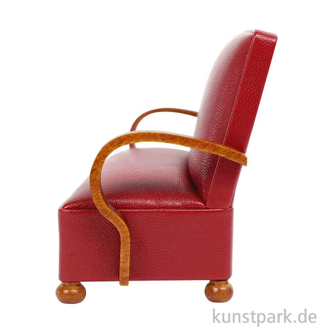 Artikelbild 2 des Artikels “Miniatur Sofa, Art Deco, Nussbaum-Leder Rot, 12,5 x 6 x 9,5 cm “
