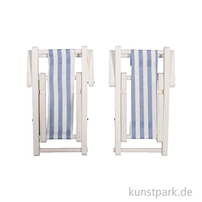Artikelbild 2 des Artikels “Miniatur Sonnenliegen, Holz, Blau Weiß, 9 x 5,5 cm, 2 Stück “