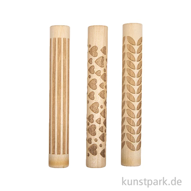 Artikelbild 2 des Artikels “Motivwalze - Roller mit Muster, Holz, Love, 11 x 1,5 cm, 3 Stück “