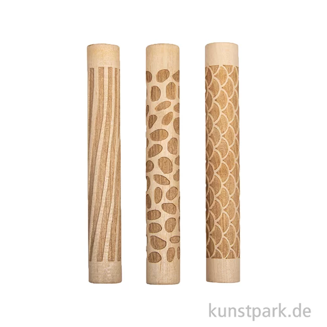 Artikelbild 2 des Artikels “Motivwalze - Roller mit Muster, Holz, Natur, 11 x 1,5 cm, 3 Stück “